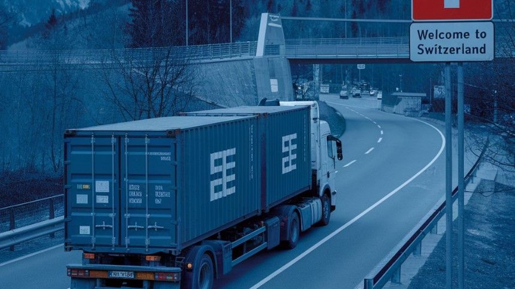 Ein Lastwagen fährt auf der Autobahn in die Schweiz