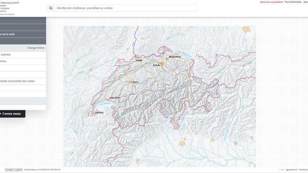 Image du Web-Gis sur le site de Swisstopo