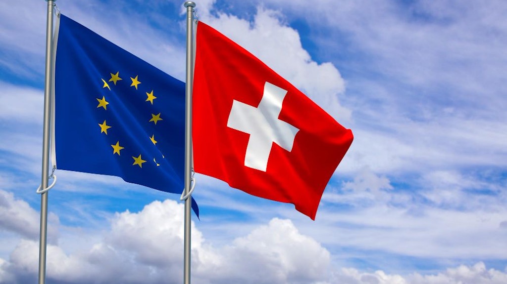 Drapeau de l'UE et de la Suisse