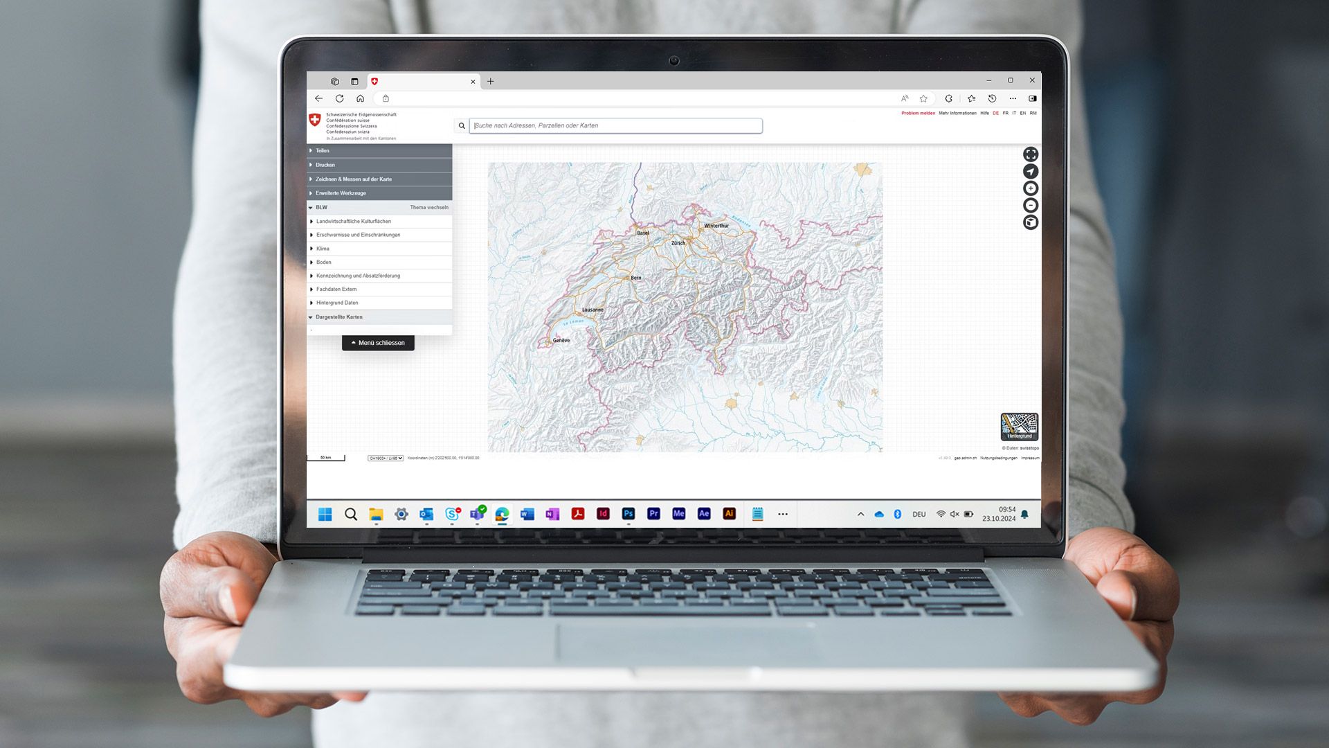 Bild des Web-Gis auf der Seite der Swisstopo