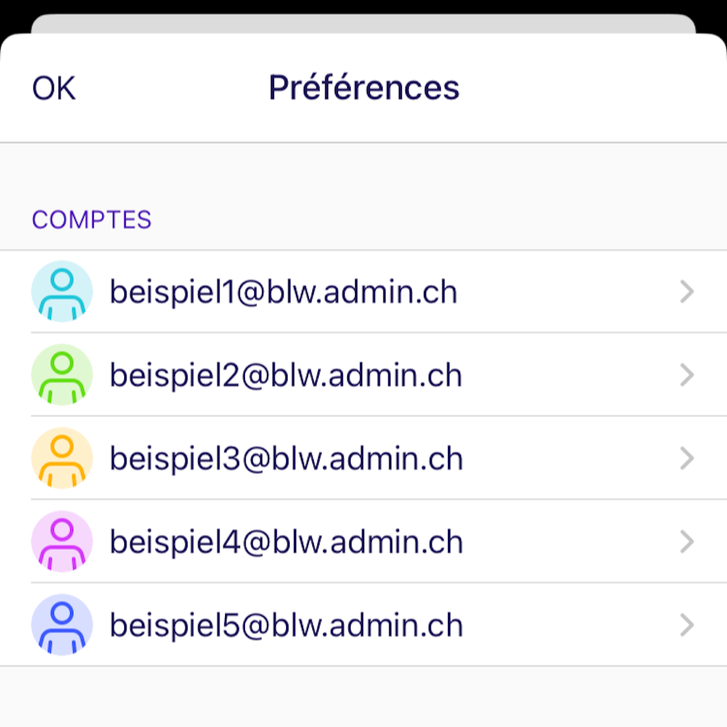 Représentation de l’application AGOV montrant plusieurs comptes