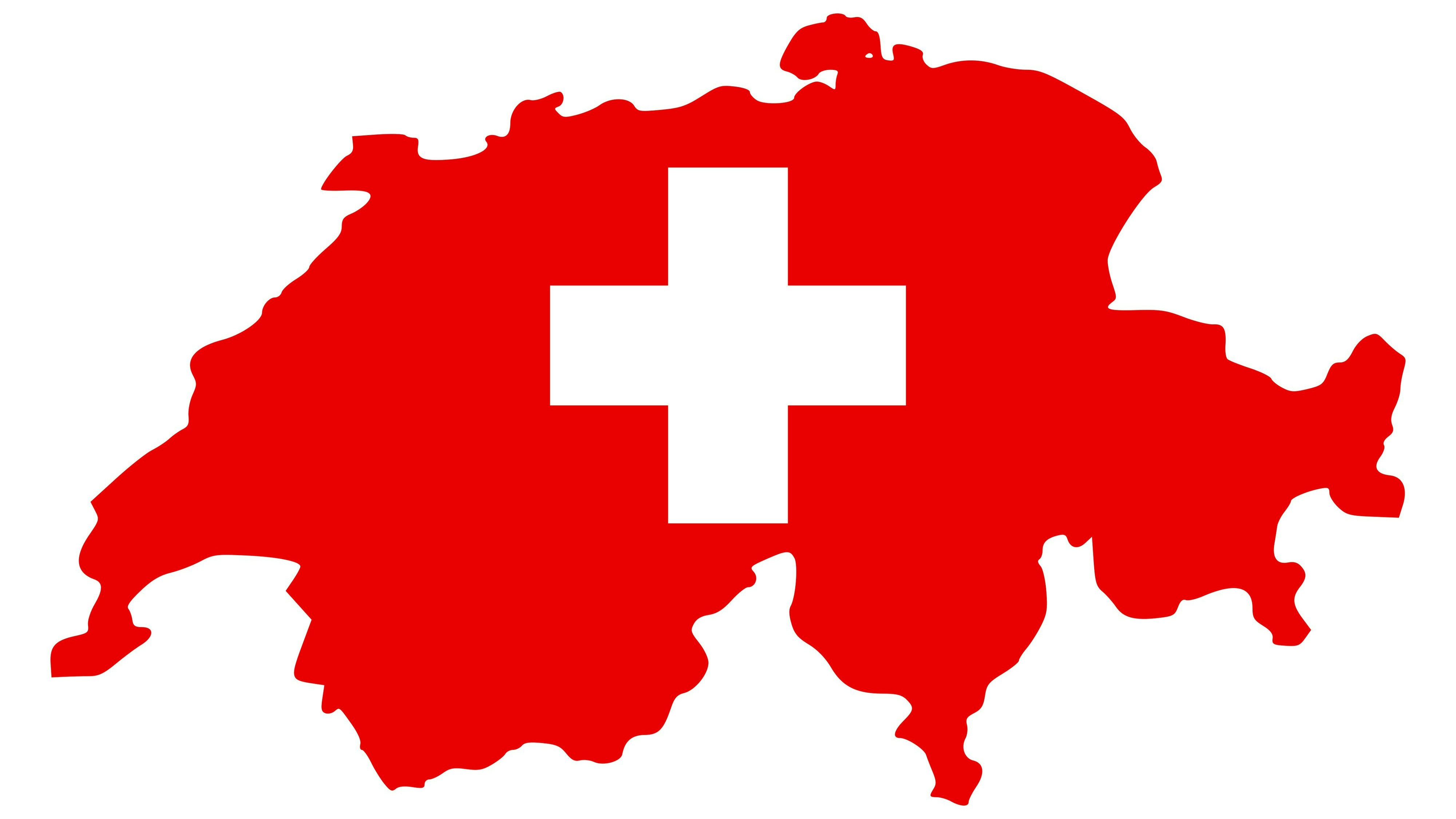 Sur l'image, on voit la carte de la Suisse, qui est colorée en rouge avec une croix blanche au milieu.