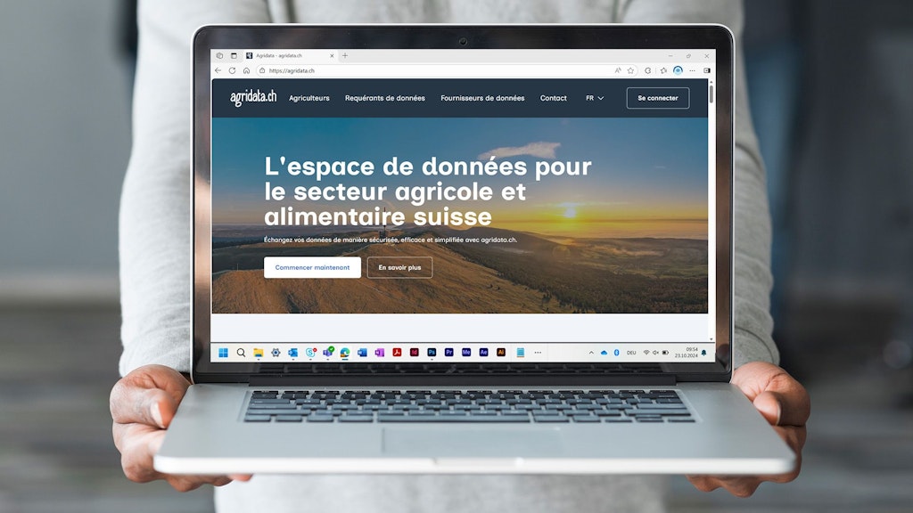 Une capture d'écran du site agridata.ch s'affiche sur un ordinateur portable