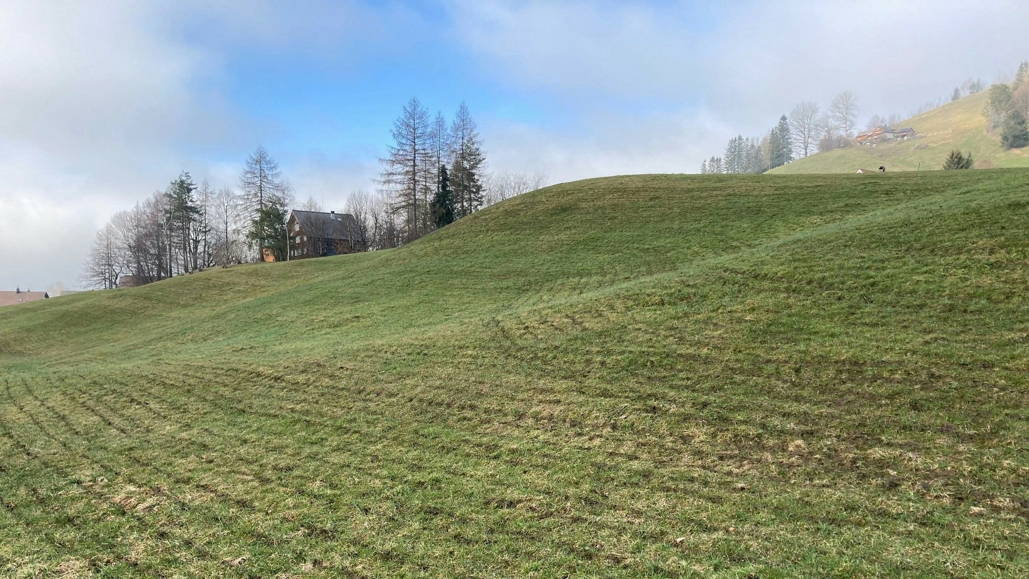 Segni dei tubi flessibili a strascico su un campo
