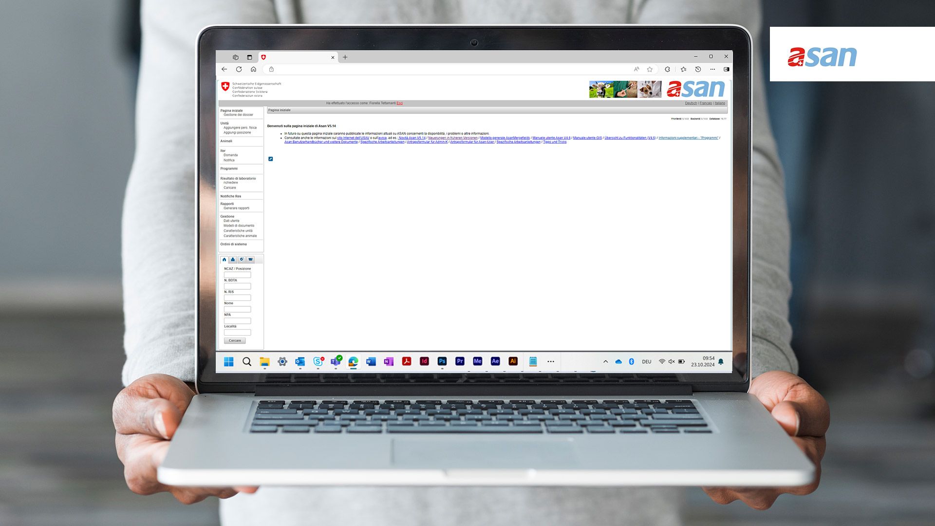 Una schermata delle applicazioni Asan