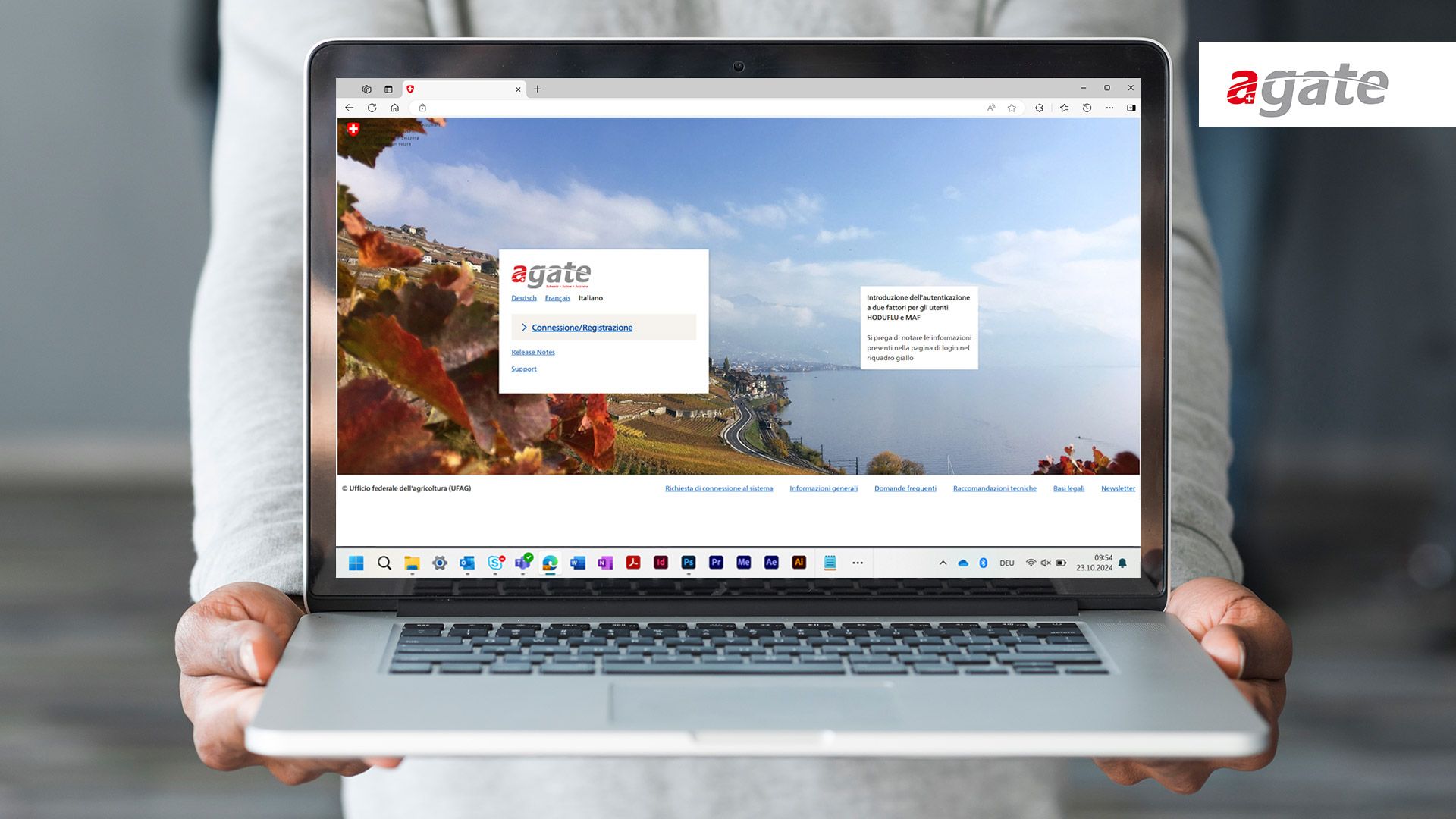 Una schermata delle applicazioni Agate viene visualizzata su un computer portatile.